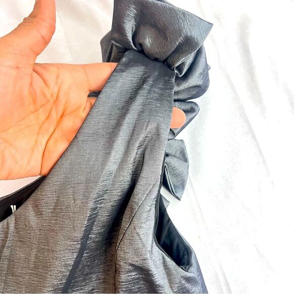 Xscape by Joanna Chen One-Shoulder shiny Gray stretch Dress Sz 6 Prom wedding - Picture 8 of 10